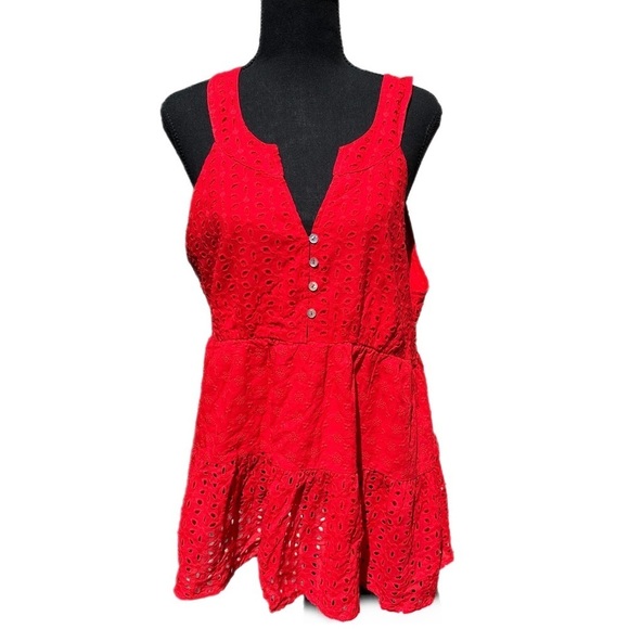 Cherish the Moment Babydoll Tank Top- Scarlet‎ Red - Picture 3 of 16